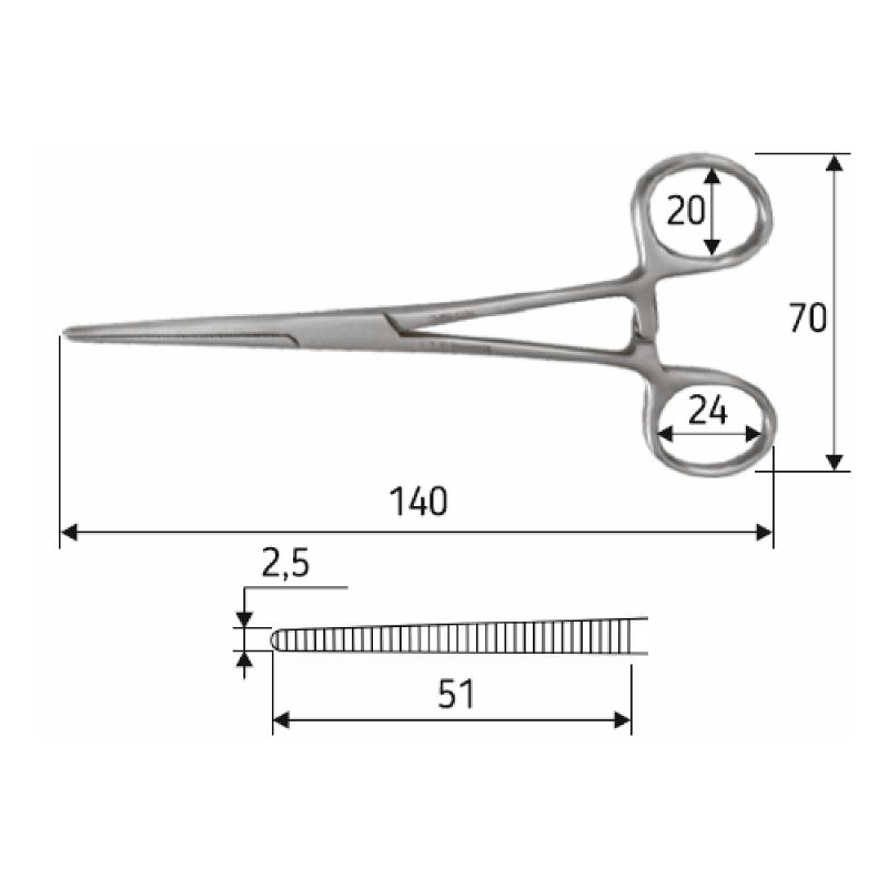 Затискач судинний прямий Rochester-Pean 14 см. Surgicon